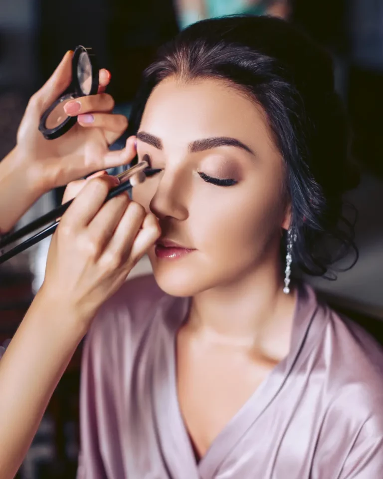 Bride Having Her Makeup Applied