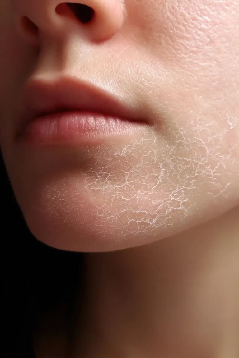 Dry Skin on Womans Chin