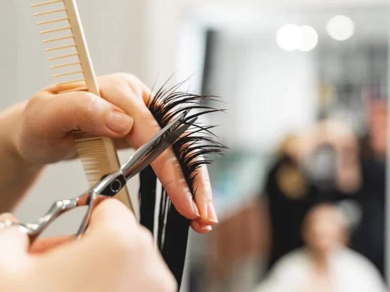 woman getting a haircut