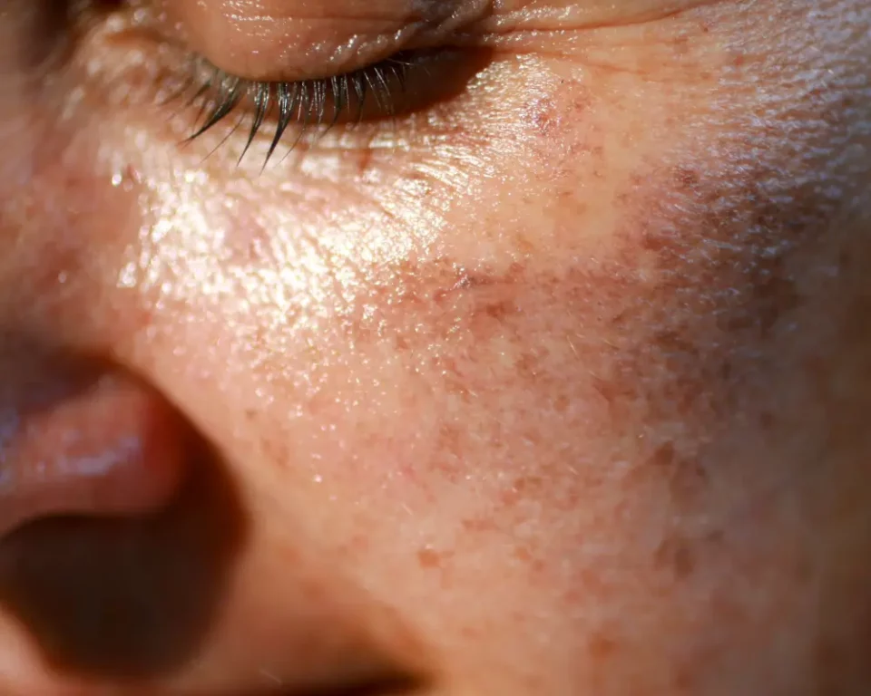 Sun Damaged Skin 2 Cheek showing signs of sun damaged skin