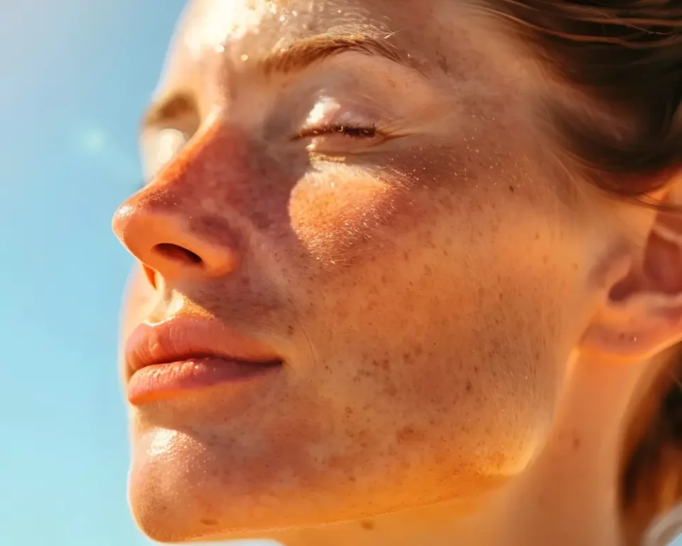 Sun Damaged Skin on Woman at the Beach