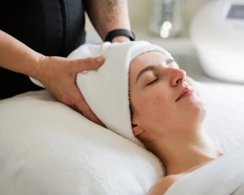 Young Woman Beginning a Spa Treatment at a West Edmonton Spa